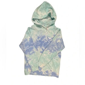 Victoria Secret PINK Blue Tie  Dye Oversized Hoodie Size Small